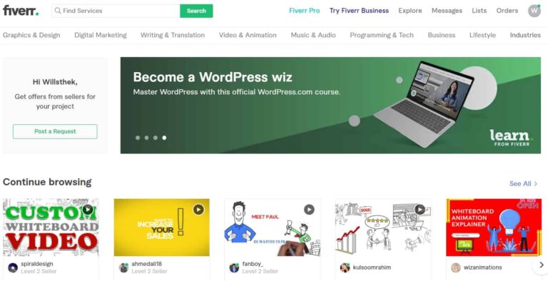 fiverr dashboard