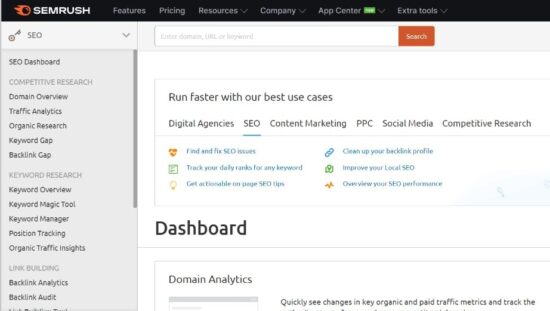Semrush.com search bar